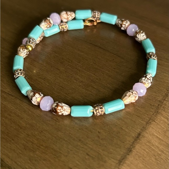 Alex and Ani  Turquoise and Pink Beaded Wrap Bracelet - Picture 1 of 2